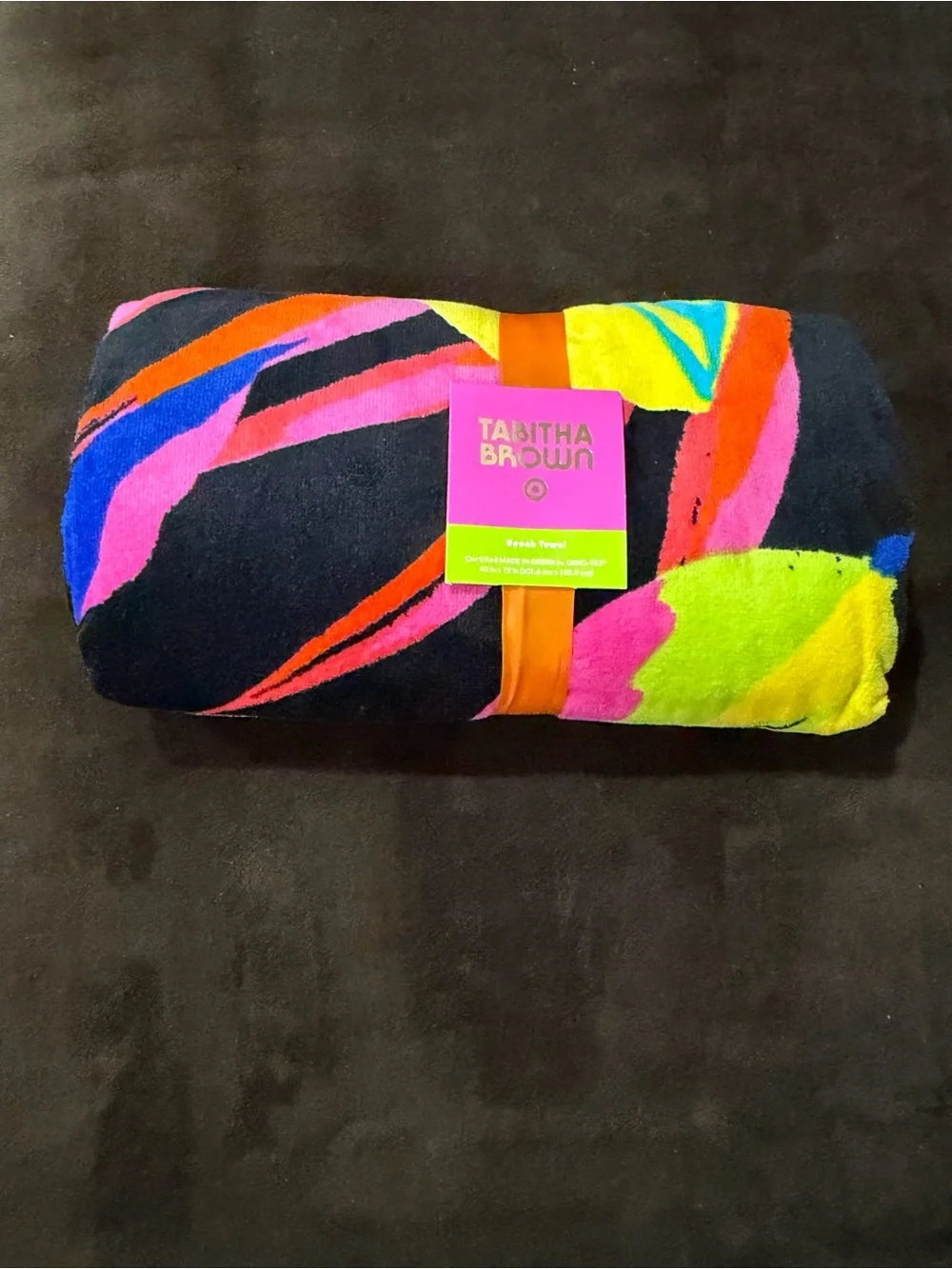 NWT Tabitha Brown for Target Large Beach Towel in Vibrant Lemon Pattern